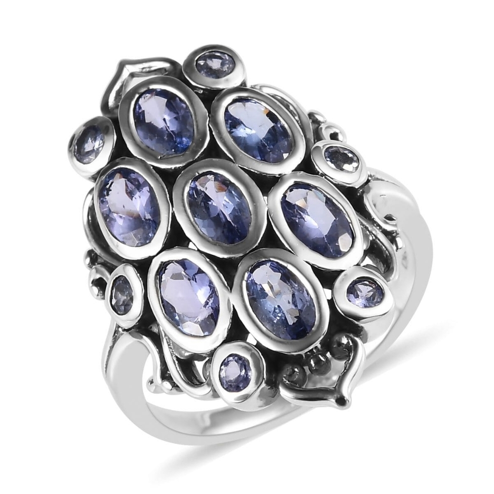 🔥PRICE DROP🔥NWT ARTISAN CRAFTED TANZANITE CLUSTER STERLING SILVER RING SZ 7.0